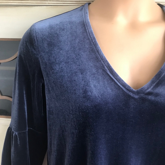 NWOT Madewell Velvet Balloon-Sleeve Dress in Twilight Blue | Size Small - Picture 2 of 8